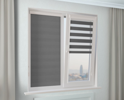 Рулонная штора Зебра УНИ-1 СТАНДАРТ темно-серый