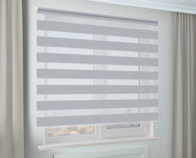 Рулонная штора Зебра Стандарт ГЛОРИЯ БИО BLACK-OUT светло-серый