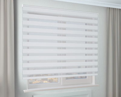 Рулонная штора Зебра Стандарт КОМФОРТ белый