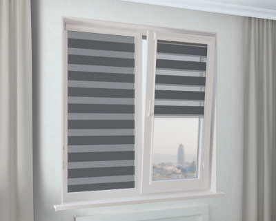 Рулонная штора Зебра УНИ-1 КОМФОРТ графит