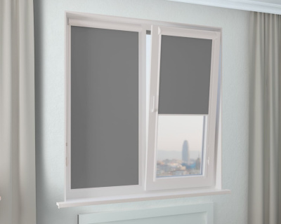 Кассетная рулонная штора УНИ-2 АПОЛЛО BLACK-OUT темно-серый