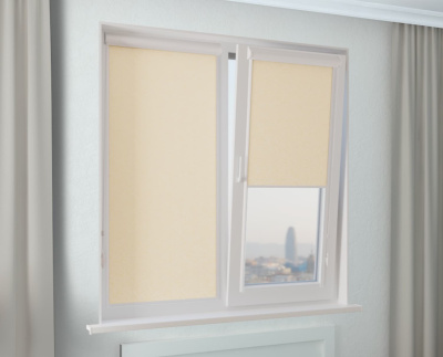 Кассетные рулонные шторы УНИ 2 - ШЁЛК BLACK-OUT светло-бежевый