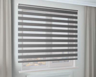 Рулонная штора Зебра Стандарт СТАНДАРТ темно-серый