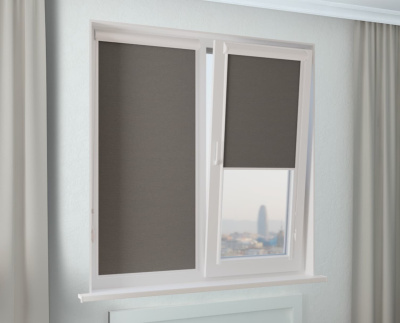 Кассетные рулонные шторы УНИ 2 - ПЕРЛ серо-коричневый