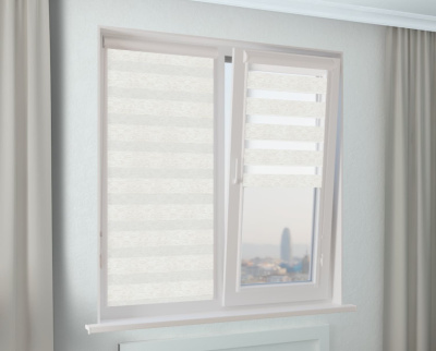 Рулонная штора Зебра УНИ-1 САХАРА белый лён