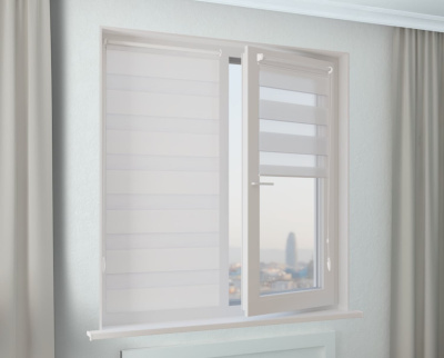 Рулонная штора Зебра МИНИ ГЛОРИЯ БИО BLACK-OUT белый