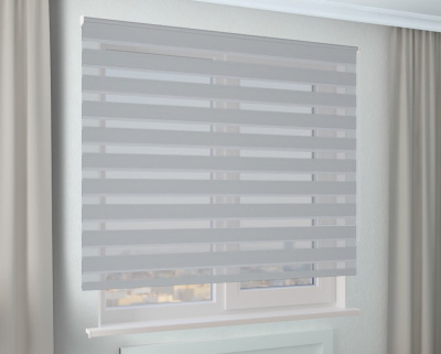 Рулонная штора Зебра Стандарт КОМФОРТ серый