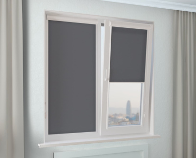 Кассетная рулонная штора УНИ-1 ОМЕГА темно-серый