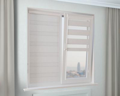 Рулонная штора Зебра УНИ-1 ГЛОРИЯ БИО BLACK-OUT серый светлый