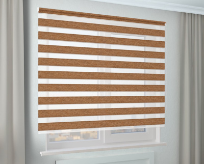 Рулонная штора Зебра Стандарт САХАРА светло-коричневый